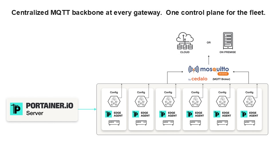 Single-site, centralized Cedalo and Portainer deployment